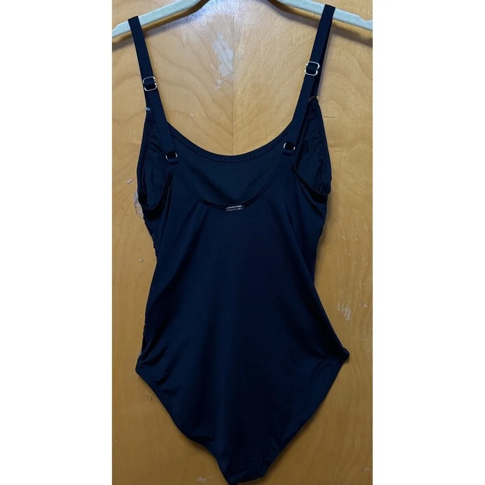 Calvin Klein One Piece Swimsuit Size 14 Bronze Side Pleats Full Coverage - Picture 3 of 12